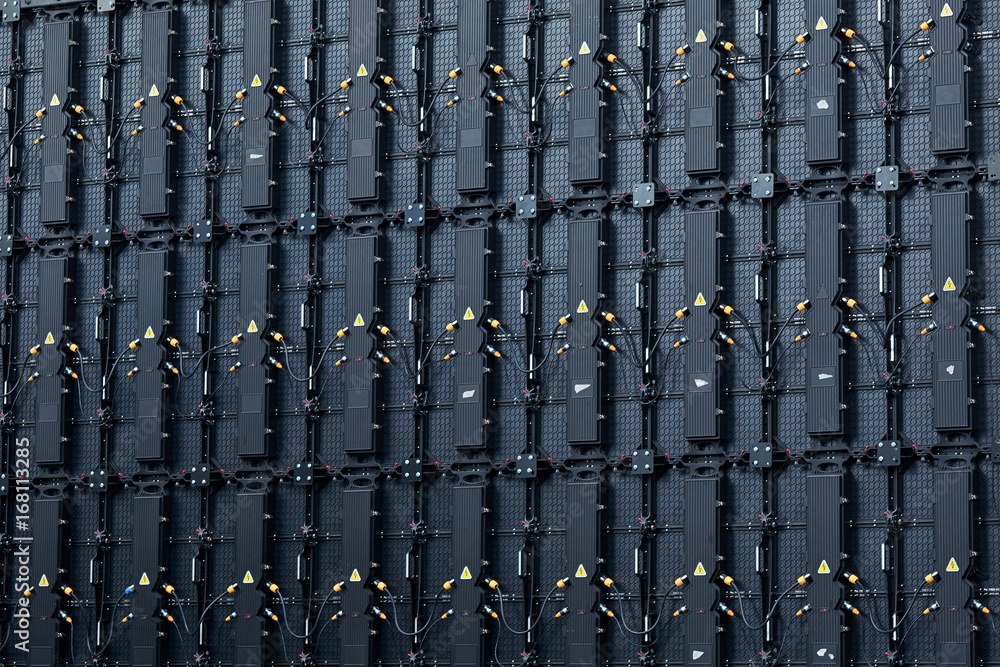 backside of digital LED panels of large display screen