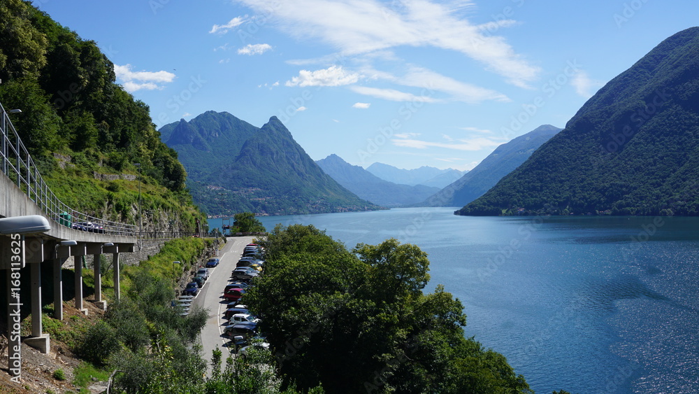 Luganer See, Blick aus Gandria, Schweiz