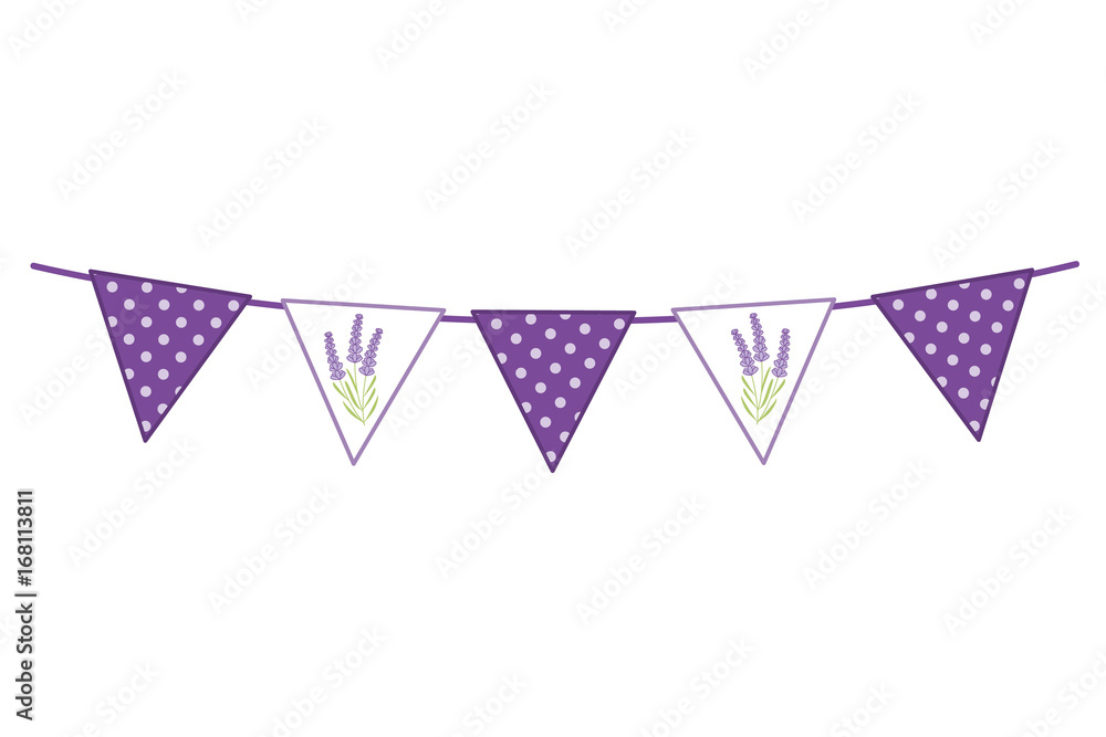 Vector Bunting with Lavender Flowers and Polka Dot Pattern Vector Bunting with Lavender Flowers and Polka Dot Pattern