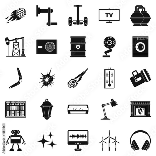 Nuclear energy icons set, simple style