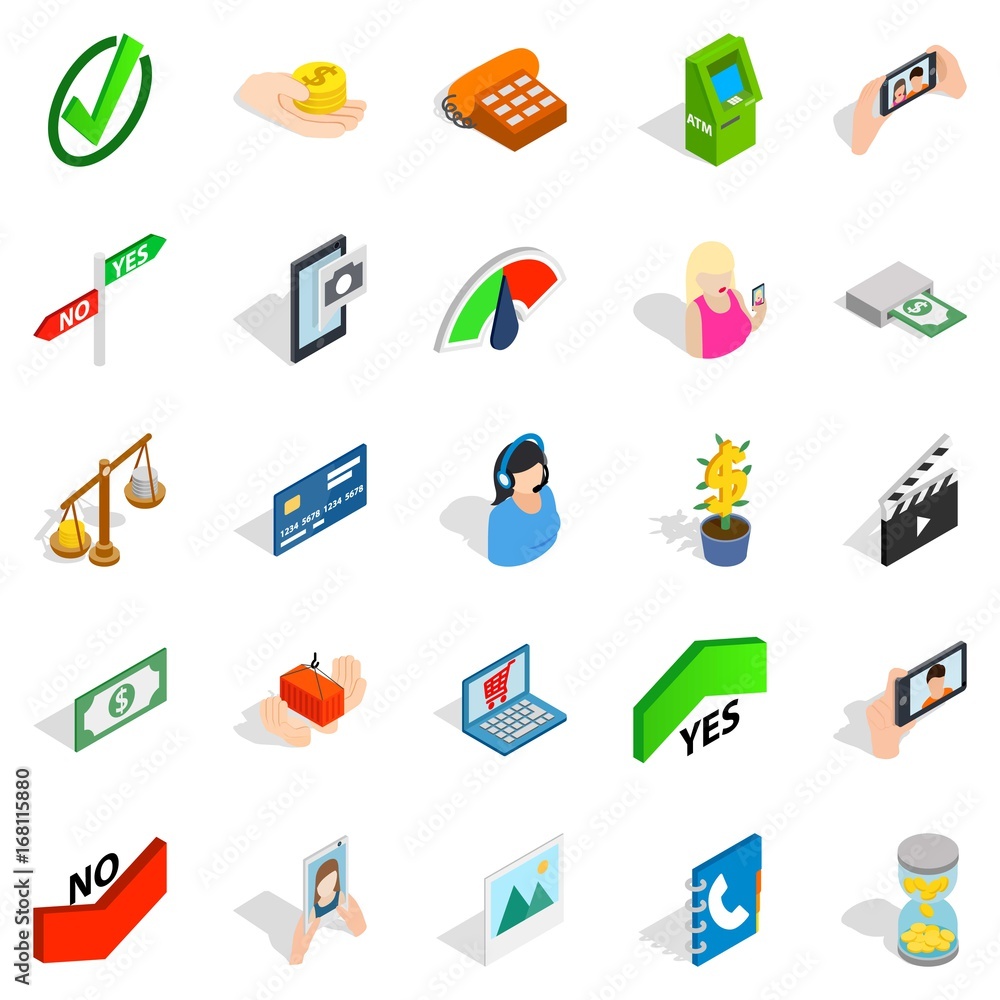 Operator icons set, isometric style Operator icons set, isometric style