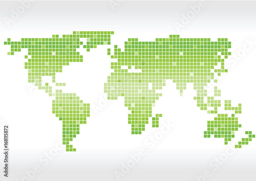 green pixels vector world map icon isolated on white background