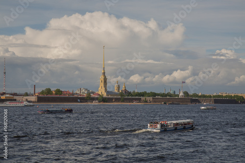 Landmark Admiralty historic building background St. Petersburg Russia June 2017 