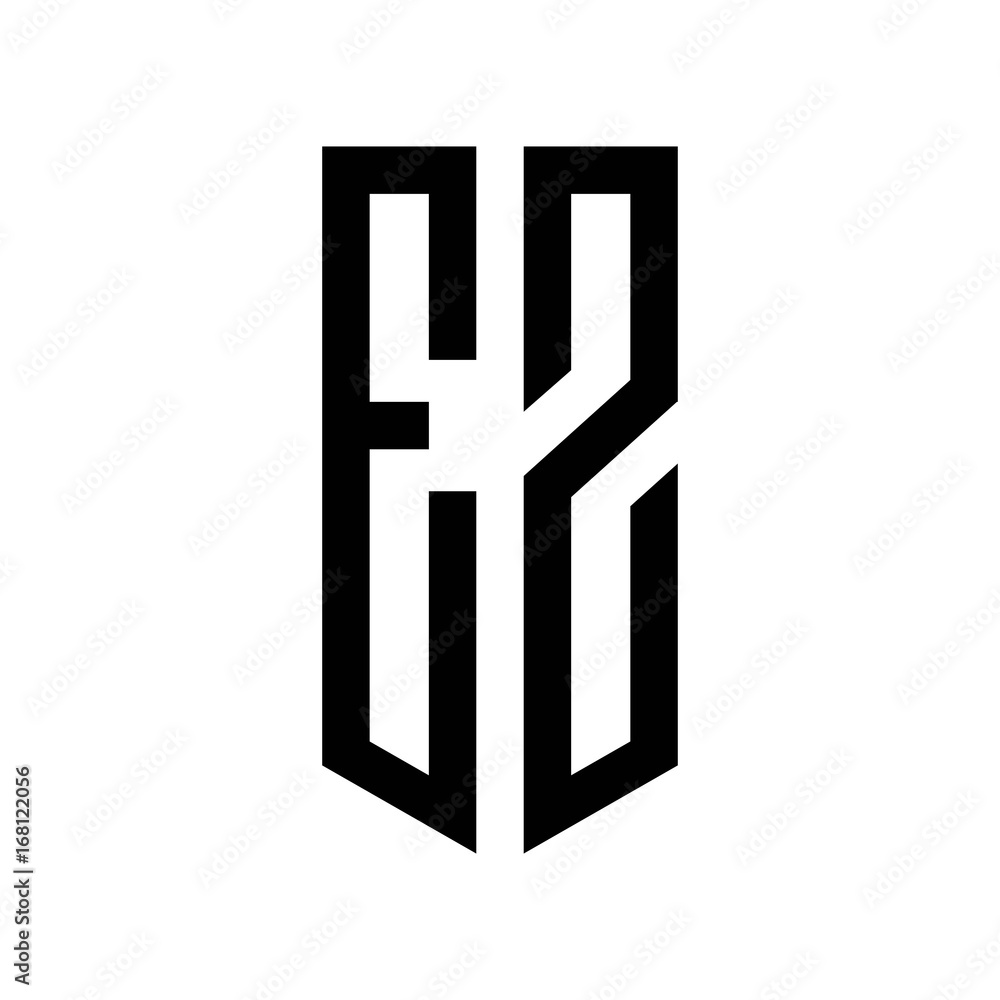 Obraz premium initial letters logo ez black monogram pentagon shield shape