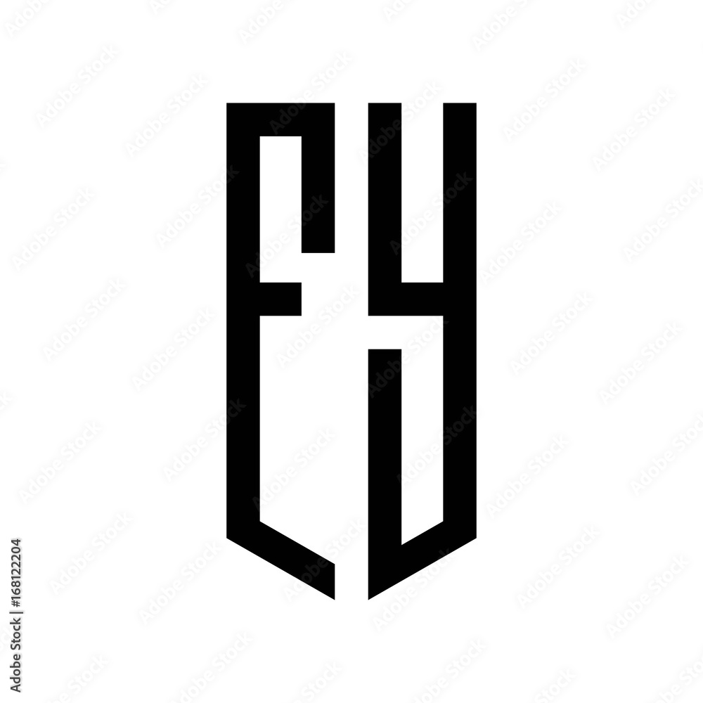 Obraz premium initial letters logo fy black monogram pentagon shield shape