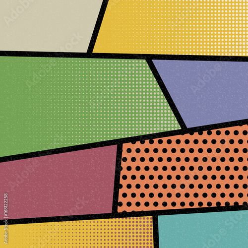 Humor graphic. Pop art comics book magazine cover template. Cartoon funny vintage strip mock up. Vector halftone illustration. Blank rectangle for comic superhero text, speech bubble, message.