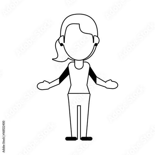 woman with open arms avatar icon image vector illustration design black line