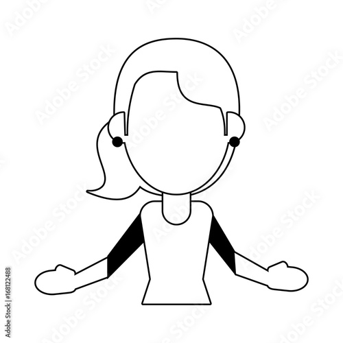 woman with open arms avatar icon image vector illustration design black line