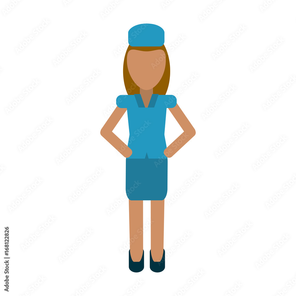 female flight attendant avatar icon image vector illustration design