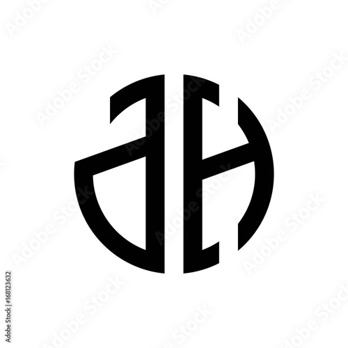 initial letters logo dh black monogram circle round shape vector