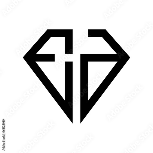 initial letters logo ed black monogram diamond pentagon shape
