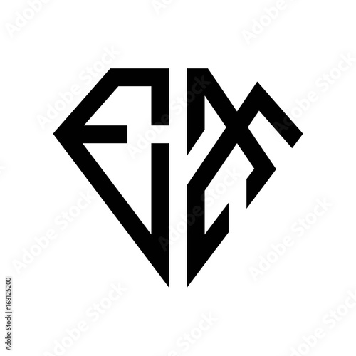 initial letters logo ex black monogram diamond pentagon shape