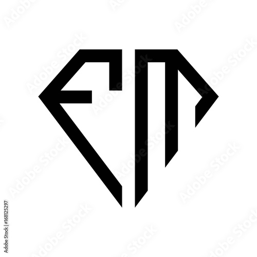 initial letters logo fm black monogram diamond pentagon shape