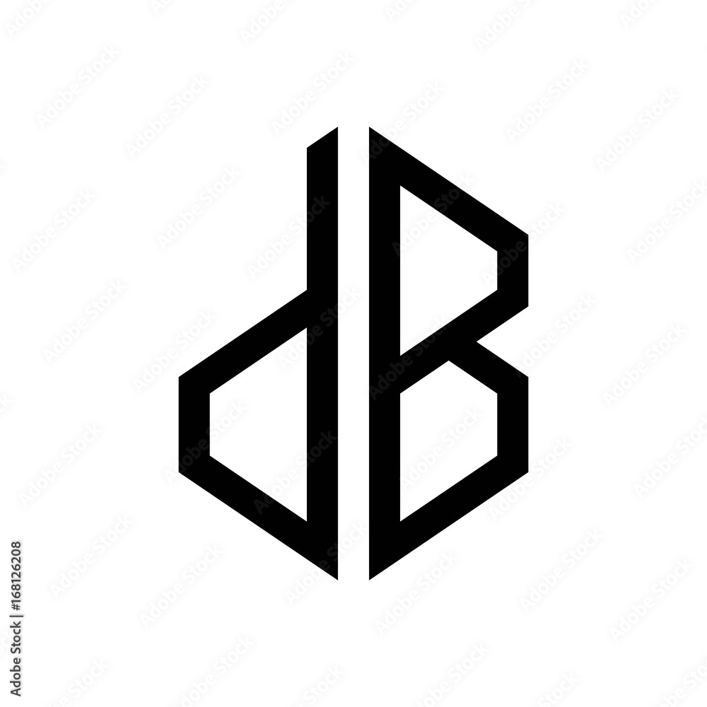 initial letters logo db black monogram hexagon shape vector initial letters logo db black monogram hexagon shape vector