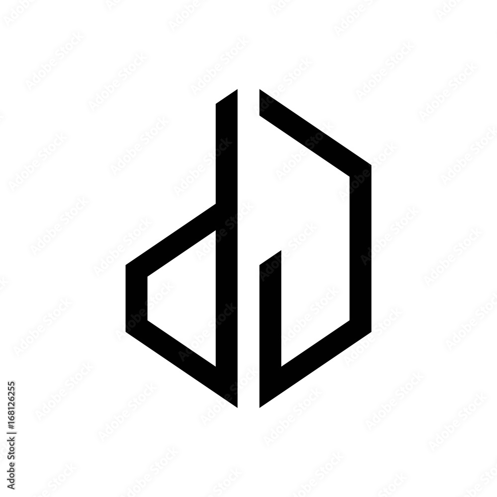 initial letters logo dj black monogram hexagon shape vector initial letters logo dj black monogram hexagon shape vector
