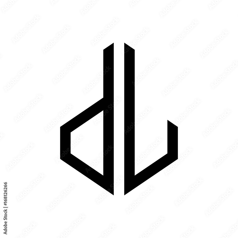 initial letters logo dl black monogram hexagon shape vector initial letters logo dl black monogram hexagon shape vector