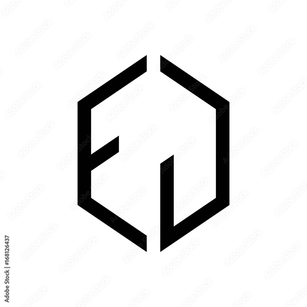 initial letters logo ej black monogram hexagon shape vector initial letters logo ej black monogram hexagon shape vector
