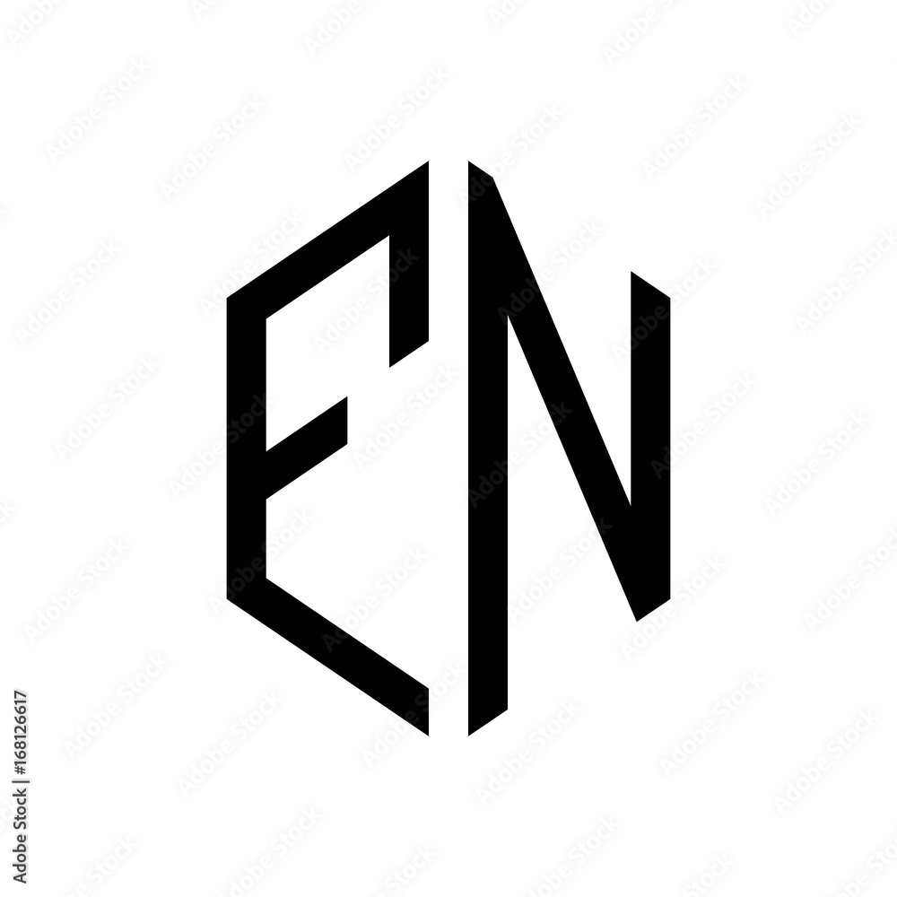 initial letters logo fn black monogram hexagon shape vector initial letters logo fn black monogram hexagon shape vector