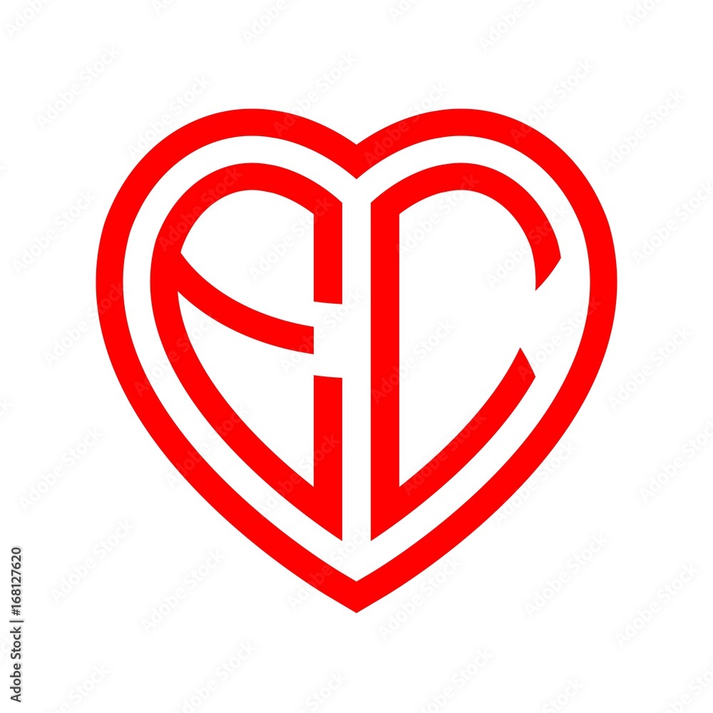 initial letters logo ec red monogram heart love shape initial letters logo ec red monogram heart love shape