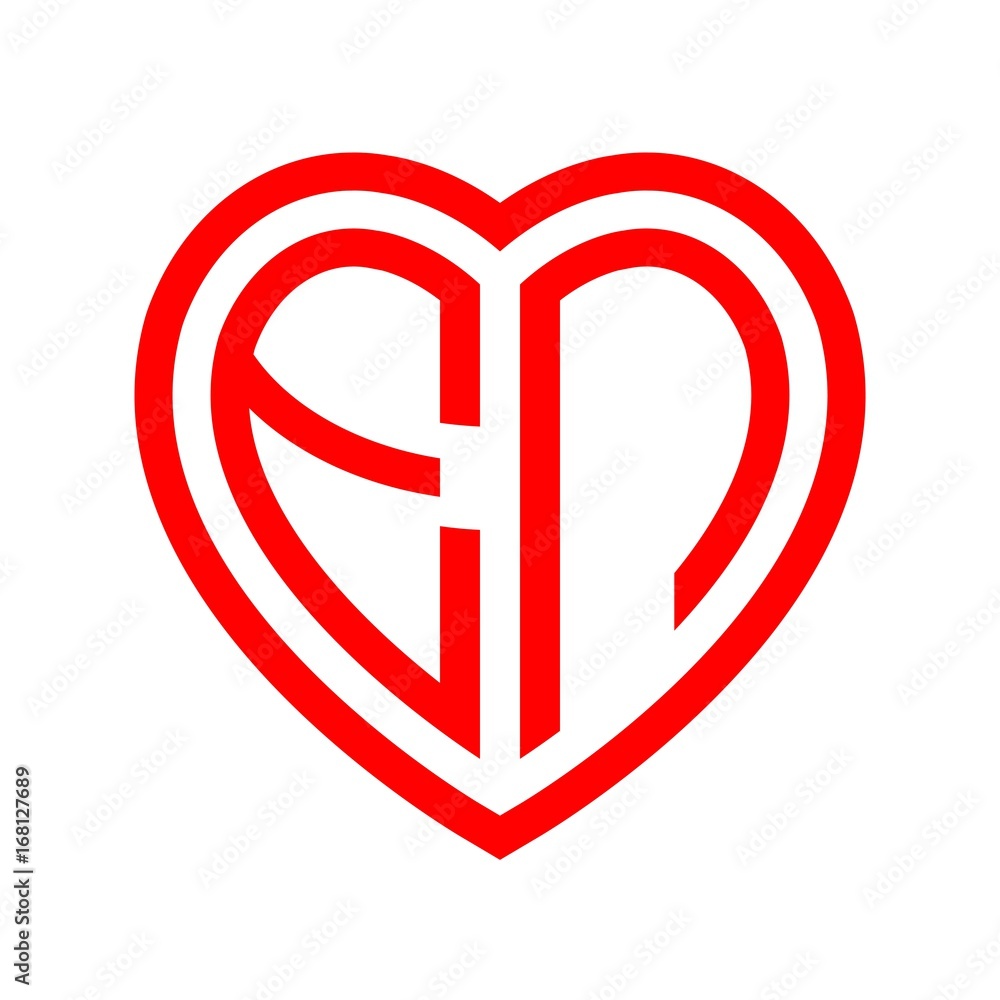 initial letters logo en red monogram heart love shape initial letters logo en red monogram heart love shape