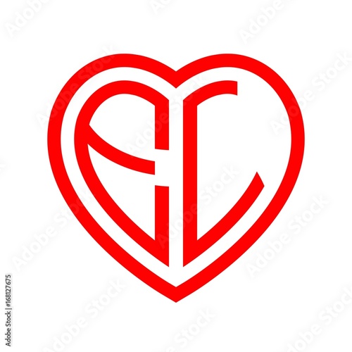 Free Download initial letters logo el red monogram heart love shape - GFXLoad