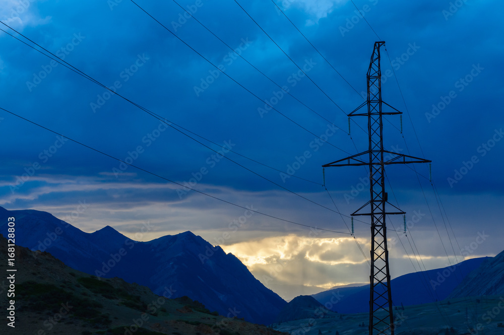 Scenic sunset and sunrise in mountainous region of Altai Scenic sunset and sunrise in mountainous region of Altai