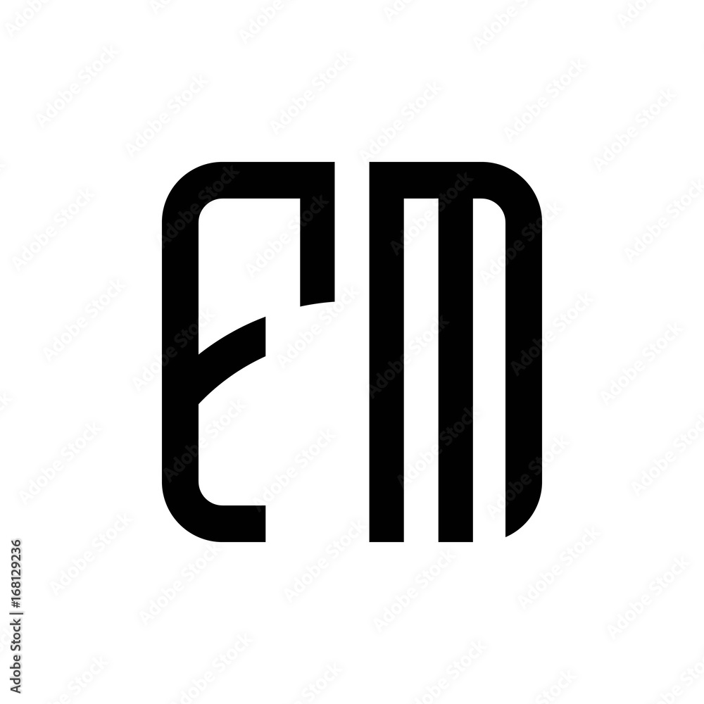 initial letters logo fm black monogram square rounded shape vector initial letters logo fm black monogram square rounded shape vector
