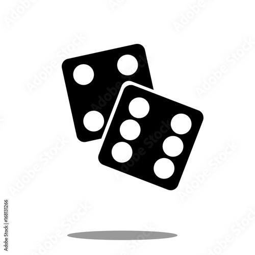 Dice icon black silhouette on white background Vector Illustration