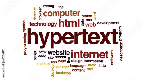 Hypertext animated word cloud, text design animation.