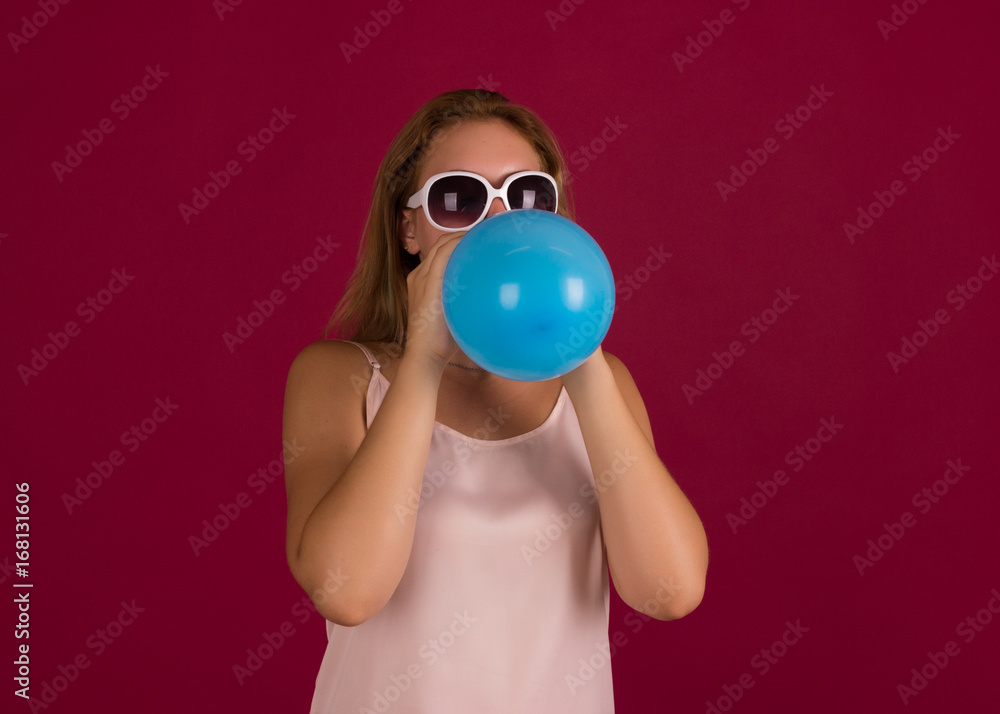 Fototapeta premium Young pretty girl with balloon, party 