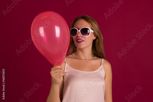 Young pretty girl with balloon  party  