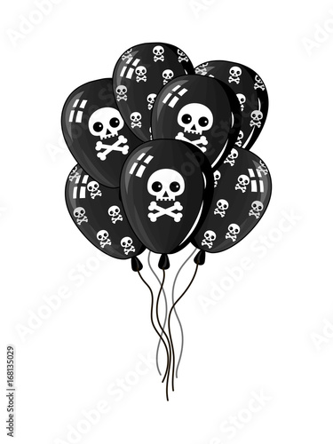Pirate party air balloons icon. Children drawing of pirate concept vector illustration isolated on white background.