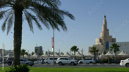 FANAR Qatar Islamic Cultural Center with traffic in Doha Qatar photo