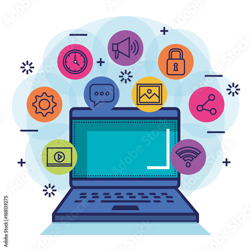 Wallpaper Mural computer networks social media communication vector illustration Torontodigital.ca