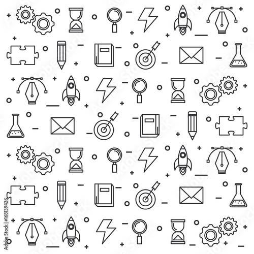 creative idea innovation seamless pattern outline concept vector illustration