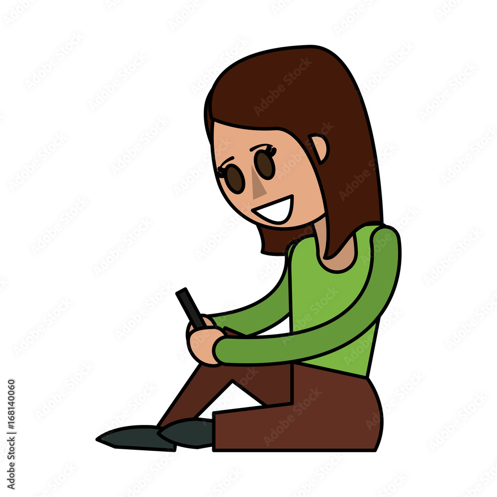 happy woman using cellphone icon image vector illustration design happy woman using cellphone icon image vector illustration design