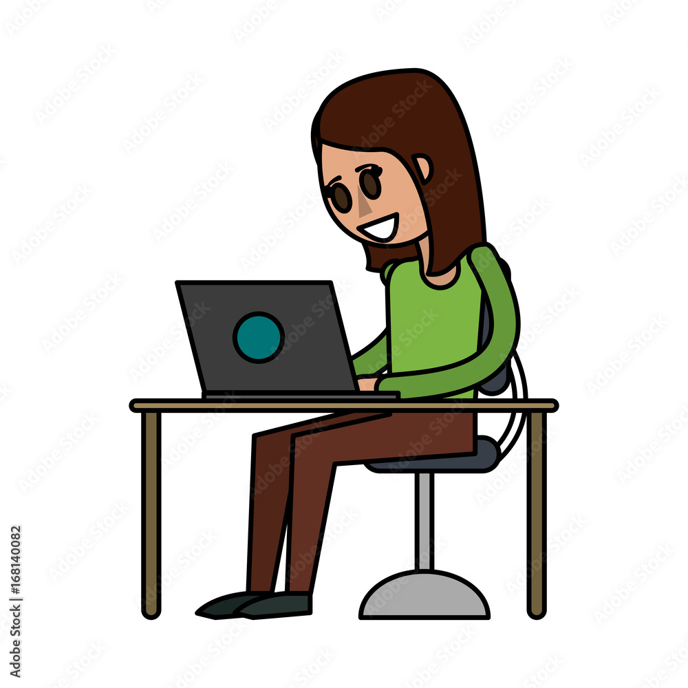 happy woman using laptop icon image vector illustration design happy woman using laptop icon image vector illustration design