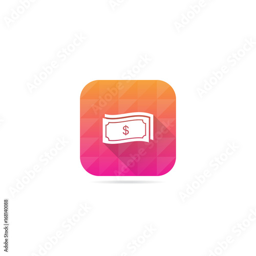 Modern Money or Dollar Bill Icon With Long Shadow