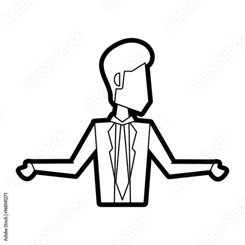 Flat line uncolored businessman over white background vector illustration