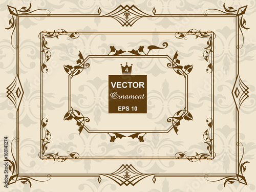 バロック調フレーム｜クラシカルオーナメント｜飾り罫｜Hand drawn ribbon Vector｜BAROQUE Ornament
