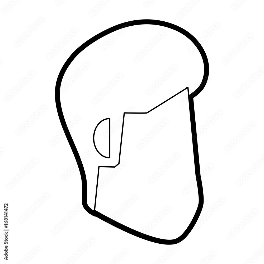 Flat line uncolored man head over white background vector illustration Flat line uncolored man head over white background vector illustration