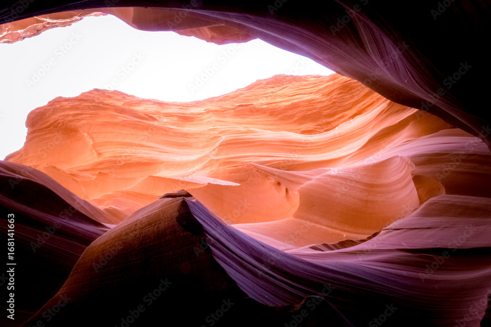 Erosion of sandstone rocks in and the lower Antelope Canyon