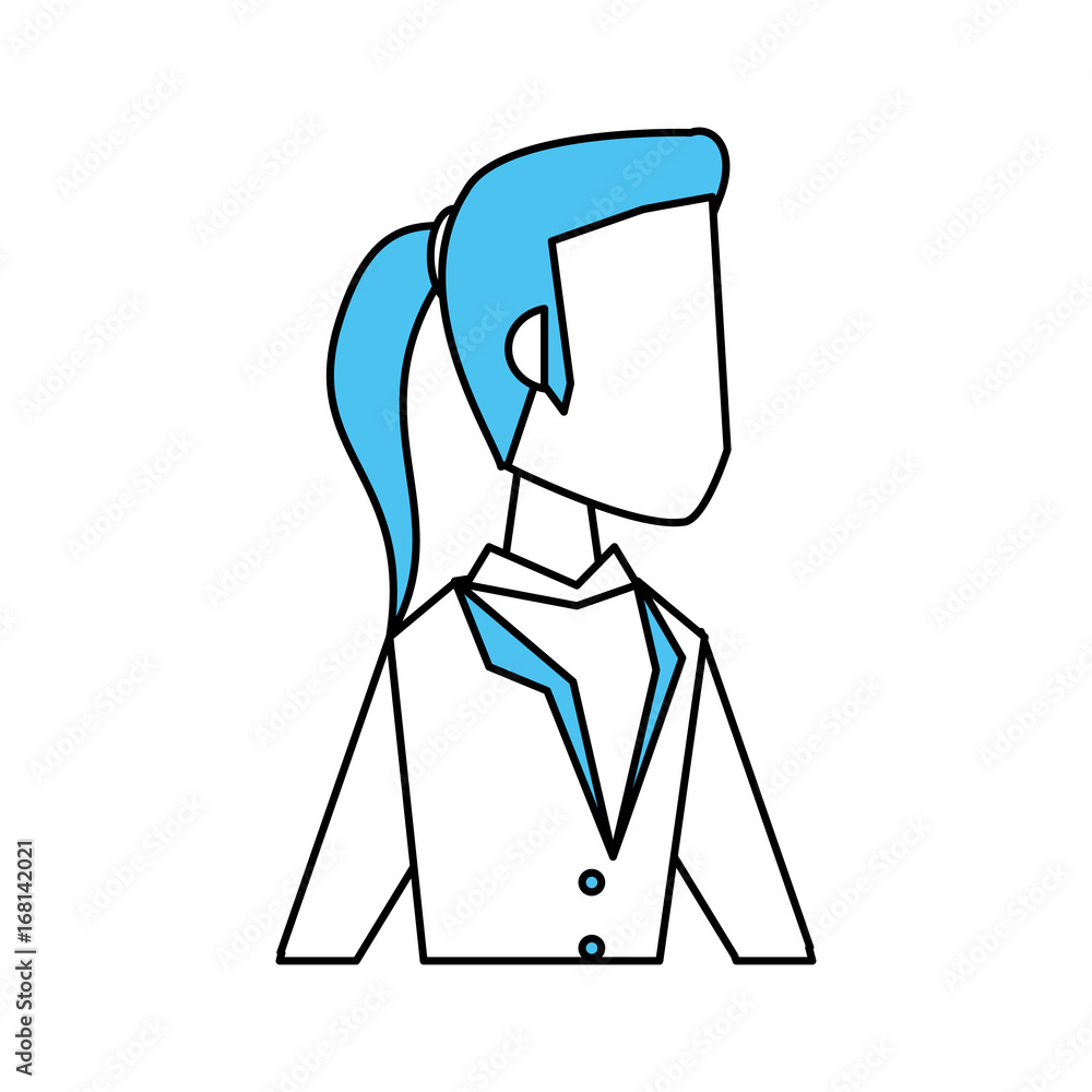 Flat line monocromatic business woman over white background vector illustration Flat line monocromatic business woman over white background vector illustration