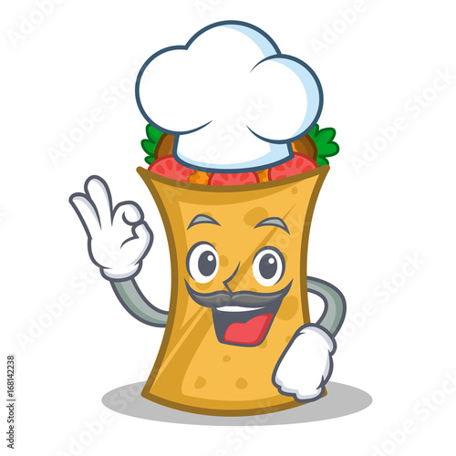 Chef kebab wrap character cartoon