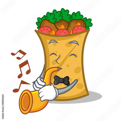 kebab wrap character cartoon with trumpet