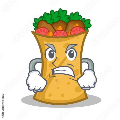 Angry kebab wrap character cartoon