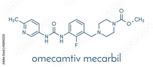 Omecamtiv mecarbil heart failure drug molecule. Skeletal formula.