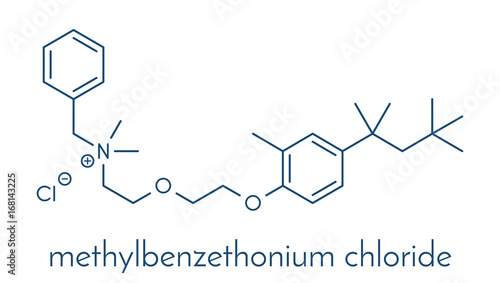 Methylbenzethonium chloride antiseptic molecule. Skeletal formula.