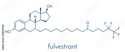 Fulvestrant cancer drug molecule (selective estrogen receptor degrader, SERD). Skeletal formula.