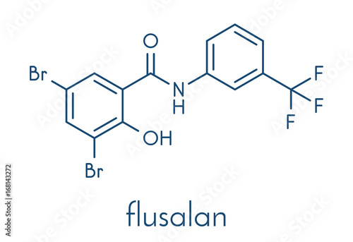 Fluorosalan antiseptic molecule. Skeletal formula.